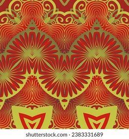 Fondo abstracto sin textura en rojo con líneas marrones doradas