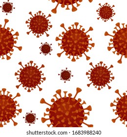 Fondo texturado de coronavirus rojo o covid-19. Patrón de repetición de una epidemia de virus, enfermedad.