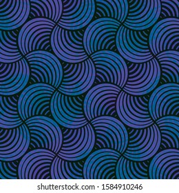 Seamless Textured Classic veri peri Blue Violet Wave Petals Dark Background Vector Pattern