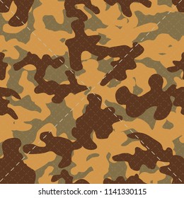 Seamless textured diagonal textile brown military fashion camouflage pattern vector