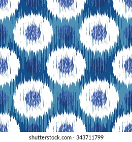 Seamless Textured Indigo Ikat Polka Dot Pattern Background Tile 