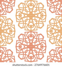Seamless textured lace pattern in doodle style, hand drawn vector illustration, swirl ornament with vintage grunge brush strokes for textile wallpaper, packaging and surface design.