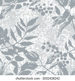 Seamless Textured Leafy Pattern Design Vector