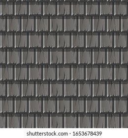 Seamless textured pattern of gray wooden roof. Background of an old roof plank in a row.