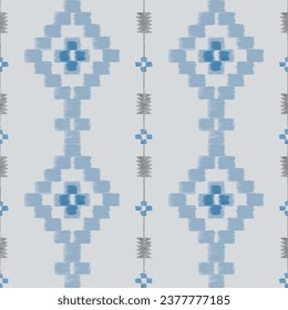 Seamless textured rug inspired pattern in painted woven style, geometric shapes, modern classic style, in shades of blue, great for wallpapers, tapestries, stationery, mats, wall hanging, printable