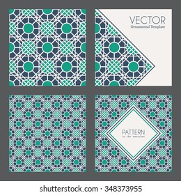 Seamless textures collection with geometric ornaments. Vector patterns
