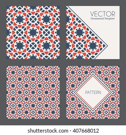 Seamless textures collection with geometric ornaments. Vector patterns