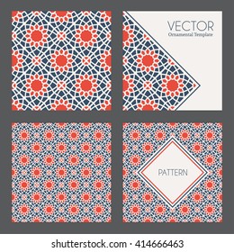 Seamless textures collection with geometric ornaments. Vector patterns