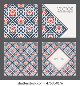 Seamless textures collection with geometric ornaments. Vector patterns
