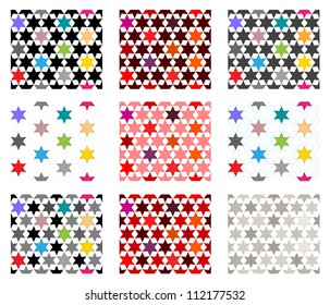 Seamless textures with color and empty stars