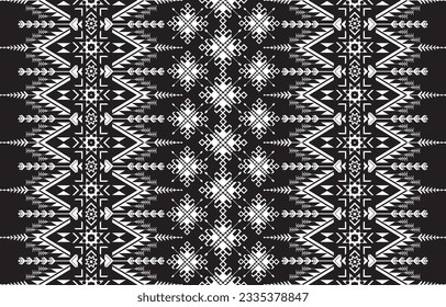 Texturas sin foco con patrones étnicos. Impresión abstracta geométrica navajo. Decoración de estilo rústico. El diseño está inspirado en los nativos estadounidenses. Los colores son blanco y negro.