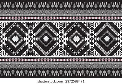 Nahtlose Texturen mit ethnischen Mustern. Geometrischer abstrakter Navajo-Druck. Dekoration mit rustikalem Flair. Das Design wurde von amerikanischen Ureinwohnern inspiriert. Die Farben sind schwarz-weiß.