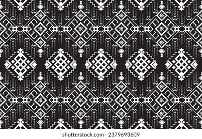 Seamless Textures with ethnic patterns. Navajo geometric abstract print. Decorative decoration with a rustic feel. The design is inspired by Native Americans. Colors are black and white.