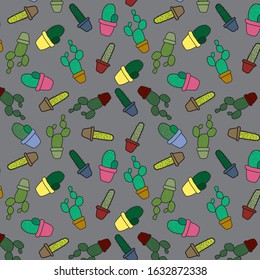 seamless textures patterns patterns of different types of cactus succulents for printing, wallpaper, background, surface texture, tiles on beautiful backgrounds.