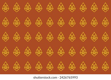 Seamless Thai golden flowers on a brown background