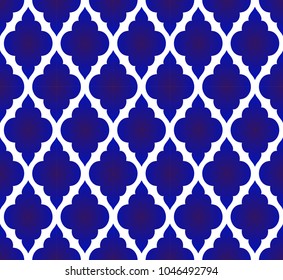 seamless Thai pattern, blue and white modern shape for design, porcelain, chinaware, ceramic tile, ceiling design, texture, wall, paper and fabric, vector illustration