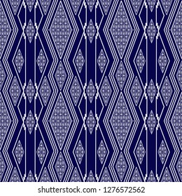 seamless Thai pattern, blue and white modern shape for design, porcelain, ceramic tile, texture, wall, paper and fabric, vector illustration