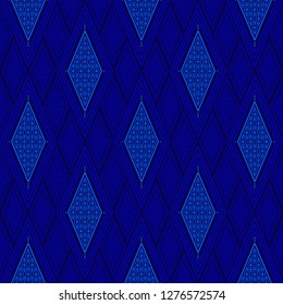 seamless Thai pattern, blue and white modern shape for design, porcelain, ceramic tile, texture, wall, paper and fabric, vector illustration