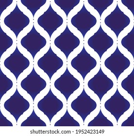 seamless Thai pattern, Chinaware seamless decor, cute porcelain background, pottery flok print, ceramic wallpaper, blue and white China wallpaper, earthenware, indigo modern design vector illustration