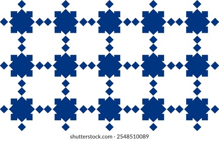 Seamless Thai traditional diamond pattern in blue and white colors, two tone blue diamond grid block repeat pattern, replete image, design for fabric printing
