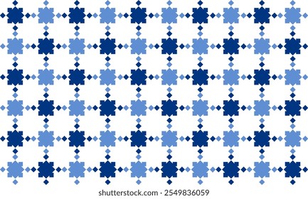 Seamless Thai traditional diamond pattern in blue and white colors, two tone blue diamond grid block repeat pattern, replete image, design for fabric printing, checkerboard, chessboard