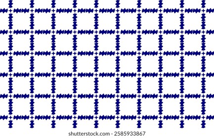 Seamless Thai traditional diamond pattern in blue and white colors, two tone blue diamond grid block repeat pattern, replete image, design for fabric printing