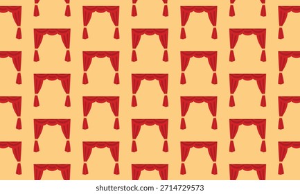 Modelo inconsútil del teatro con las cortinas rojas del escenario, ilustración dramática del fondo del rendimiento
