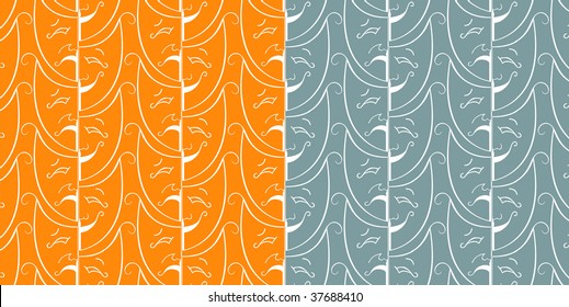 Seamless theatrical pattern in orange and blue