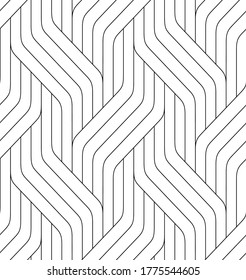 Seamless thin linear pattern. Abstract geometric wavy background. Stylish monochrome texture.