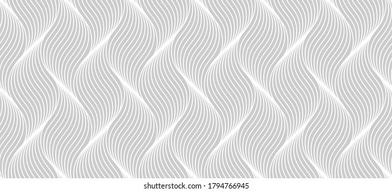 Seamless thin linear pattern. Abstract geometric wavy background. Stylish monochrome texture.
