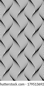 Seamless thin linear pattern. Abstract geometric wavy background. Stylish monochrome texture.