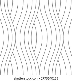 Seamless thin linear pattern. Stylish monochrome wavy texture.