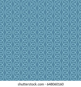 Seamless Thin Swirls Pattern. Blue Wallpaper Outline Ornate. Vintage Flourish Vector Background for Retro Design.