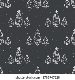 Nahtlose drei Weihnachtsbaumhintergründe. Tannenholz-Fichtenholz-Monochrom-Struktur. Skandinavier festlicher Weihnachtsmotiv-Hintergrund. Stilvolles, modernes Geschenkpapier der Saison.