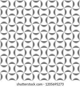 Seamless three line arc pattern vector. Design woven black on white background. Design print for textile, wallpaper, background. Set 1