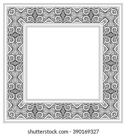 Seamless tibet ethnic pattern. Outline drawing. Vector illustration.