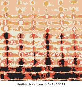 Seamless tie dye stripe pattern for fashion print. High quality illustration. Faux digital render of horizontal tie dye stripes with creases. Vibrant artistic hippie or bohemian culture print.