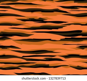 Seamless tiger camouflage pattern, lines on red background.Print on fabric on paper. Vector