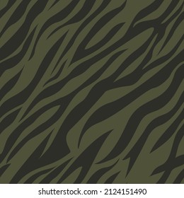 Seamless tiger pattern. Abstract background of stripes. Print on fabric and textiles. Endless tiger ornament of lines. Vector background