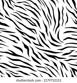 Seamless tiger pattern. Fashionable vector illustration. Black spots on white background. Animal texture for print, textile, fabric.
