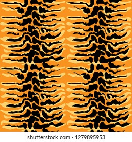 Seamless tiger pattern. Tiger skin grunge texture. Vector illustration.