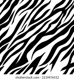 Patrón de piel de tigre sin foco. Fondo abstracto de rayas. Impresión sobre tejidos y textiles. Un interminable ornamento de tigres de líneas. Fondo del vector