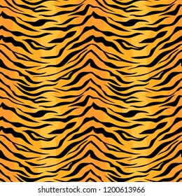 Seamless Tiger Stripe Pattern. Vector Animal Skin Background Print
