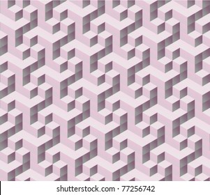 Seamless Tilable Pink 3d Isometric Cube Pattern