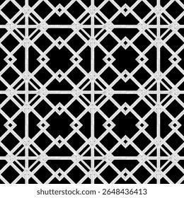 Nahtloser Kachelhintergrund. Schwarzer Hintergrund mit weißem Ziermuster. Antikes Muster für Böden und Verkleidungen. Geometrisches nahtloses Muster. Dekorativer Vintage-Hintergrund