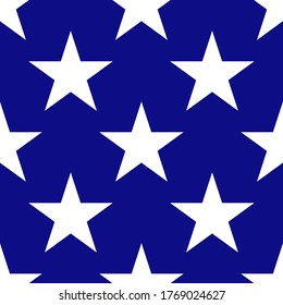 Seamless tile background. White stars on blue. Usa flag elements. 4th of July Independence Day design.