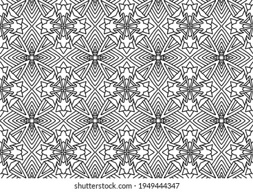 baldosas sin soldadura, dibujadas con figuras geométricas sobre un fondo blanco para colorear, vectorial