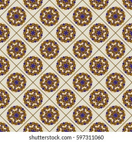 Seamless tile floral pattern. Abstract floor and wall tile . Vector illustration