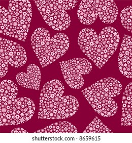 Seamless Tile of Flower Filled Hearts