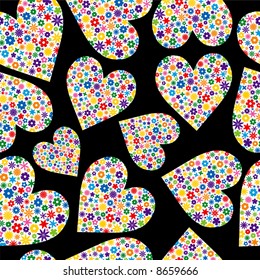 Seamless Tile of Flower Filled Hearts